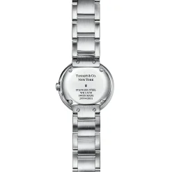 Tiffany & Co. Atlas® 24 mm watch in stainless steel with diamonds and gray mother-of-pearl. | ^Women Fine Watches|Women’s Watches