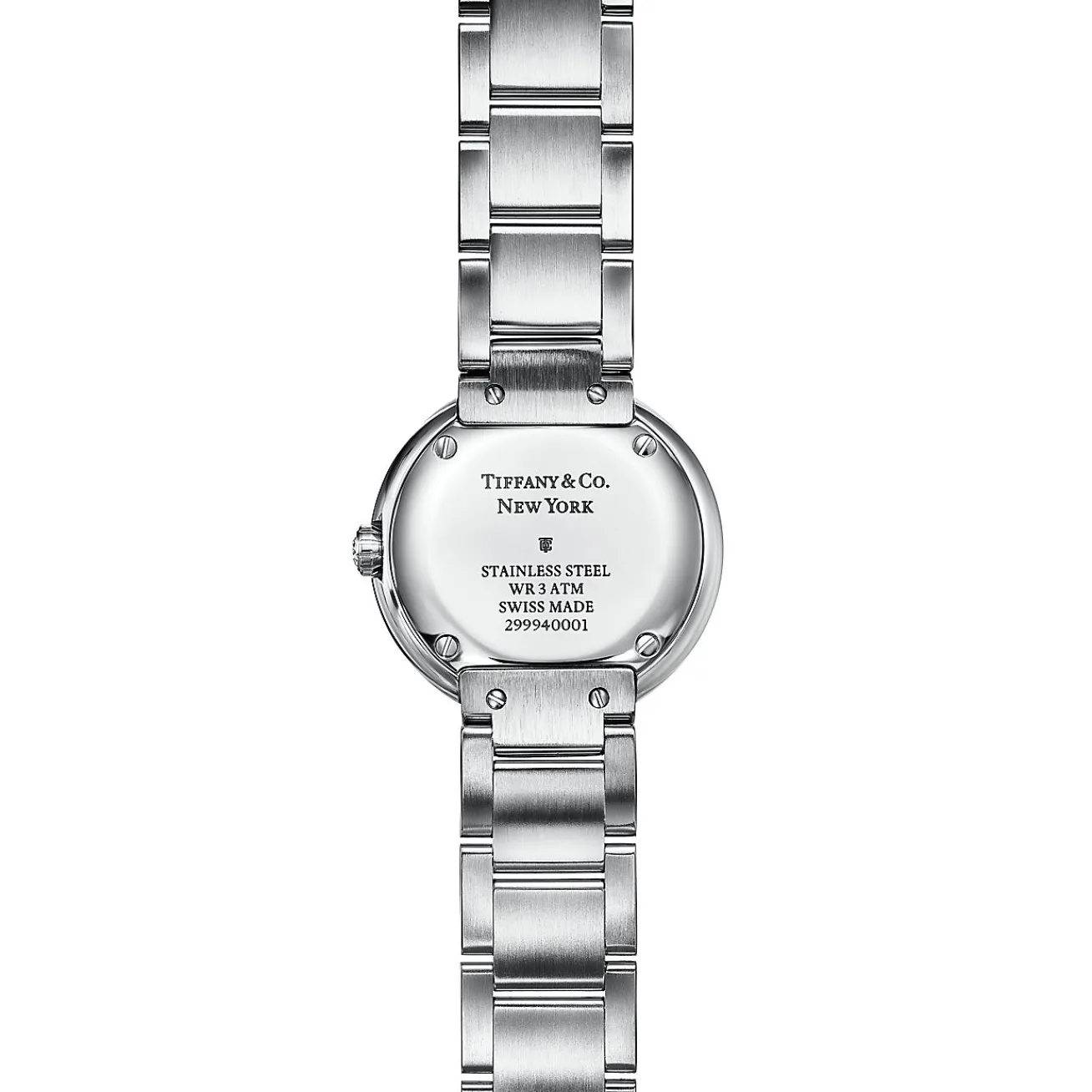 Tiffany & Co. Atlas® 24 mm watch in stainless steel with diamonds and gray mother-of-pearl. | ^Women Fine Watches|Women’s Watches