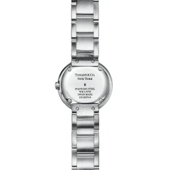 Tiffany & Co. Atlas® 24 mm watch in stainless steel with diamonds and pink mother-of-pearl. | ^Women Fine Watches|Women’s Watches