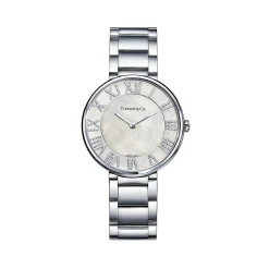 Tiffany & Co. Atlas® 34 mm Watch in Stainless Steel with Diamonds and White Mother-of-pearl | ^Women Fine Watches|Women’s Watches