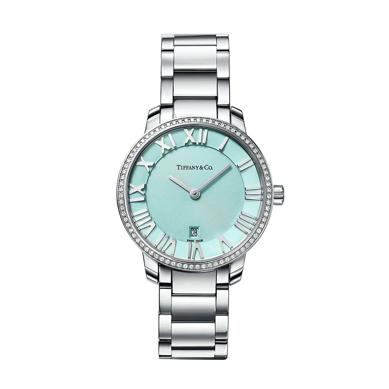 Tiffany & Co. Atlas® 2-Hand 31 mm women's watch in stainless steel with diamonds. | ^Women Fine Watches|Women’s Watches