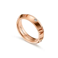 Tiffany & Co. Atlas® X Closed Narrow Ring in Rose Gold with Diamonds, 4.5 mm Wide | ^ Rings|Men's Jewelry