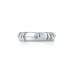 Tiffany & Co. Atlas® X Closed Narrow Ring in White Gold with Diamonds, 4.5 mm Wide | ^ Rings|Men's Jewelry