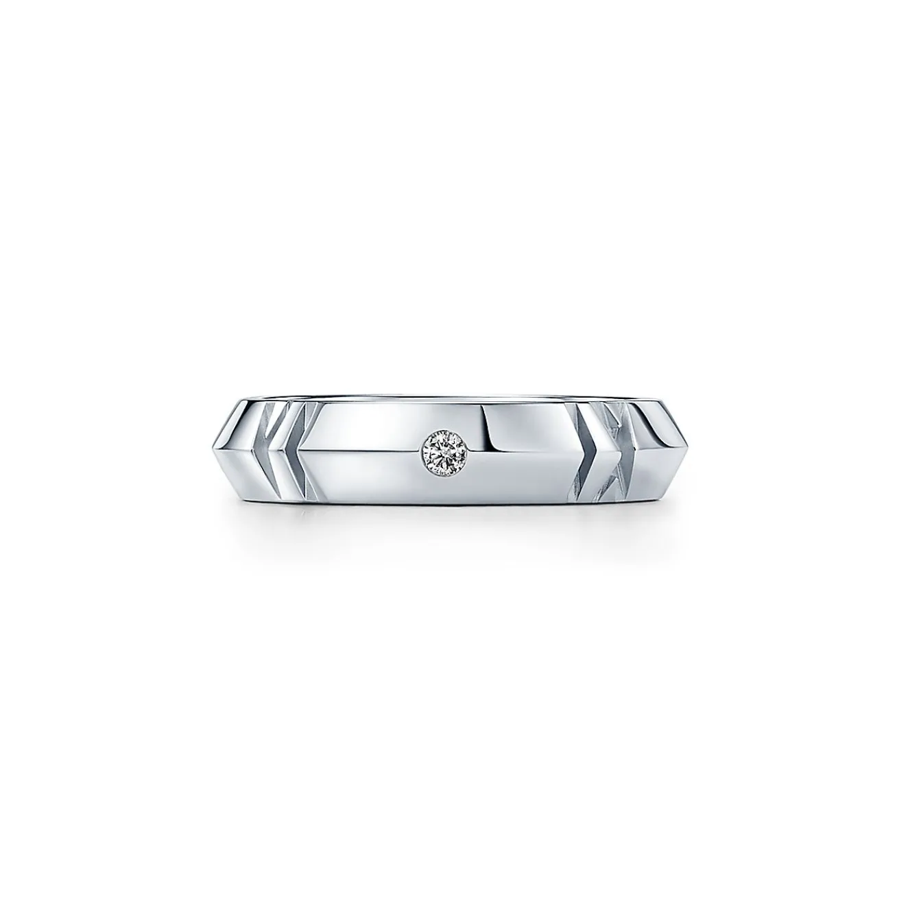 Tiffany & Co. Atlas® X Closed Narrow Ring in White Gold with Diamonds, 4.5 mm Wide | ^ Rings|Men's Jewelry