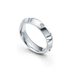 Tiffany & Co. Atlas® X Closed Narrow Ring in White Gold with Diamonds, 4.5 mm Wide | ^ Rings|Men's Jewelry