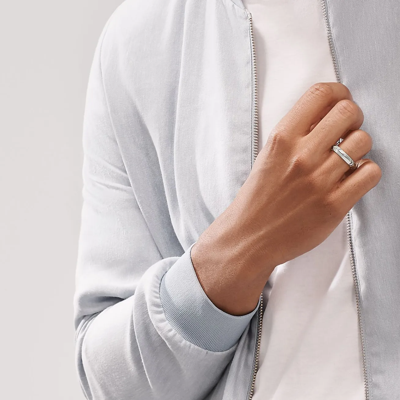 Tiffany & Co. Atlas® X Closed Narrow Ring in White Gold with Diamonds, 4.5 mm Wide | ^ Rings|Men's Jewelry