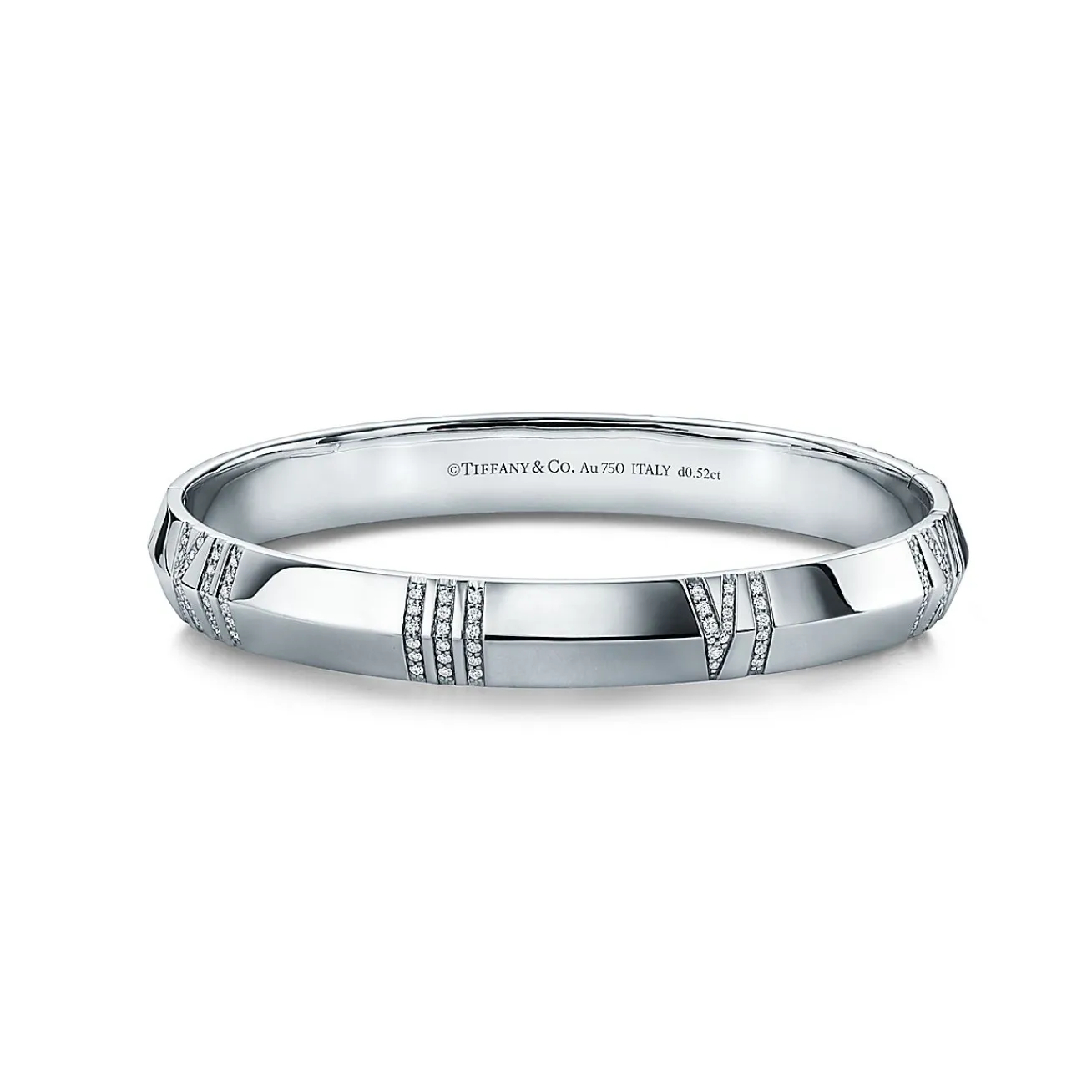 Tiffany & Co. Atlas® X Closed Wide Hinged Bangle in White Gold with Diamonds | ^ Bracelets|Men's Jewelry