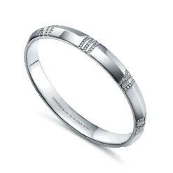 Tiffany & Co. Atlas® X Closed Wide Hinged Bangle in White Gold with Diamonds | ^ Bracelets|Men's Jewelry