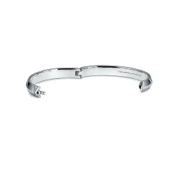 Tiffany & Co. Atlas® X Closed Wide Hinged Bangle in White Gold with Diamonds | ^ Bracelets|Men's Jewelry