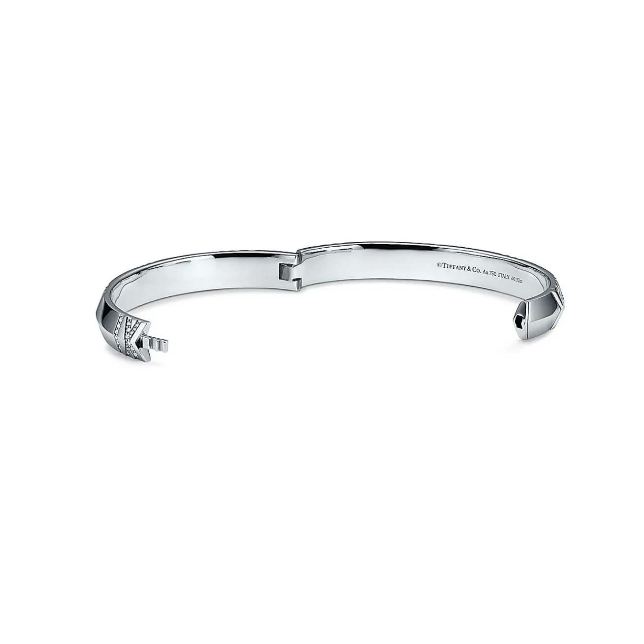 Tiffany & Co. Atlas® X Closed Wide Hinged Bangle in White Gold with Diamonds | ^ Bracelets|Men's Jewelry