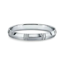 Tiffany & Co. Atlas® X Closed Wide Hinged Bangle in White Gold with Diamonds | ^ Bracelets|Men's Jewelry