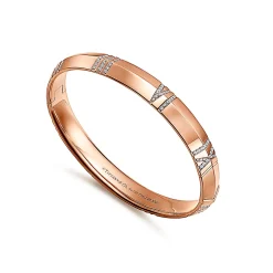 Tiffany & Co. Atlas® X Closed Wide Hinged Bangle in Rose Gold with Diamonds | ^ Bracelets|Men's Jewelry