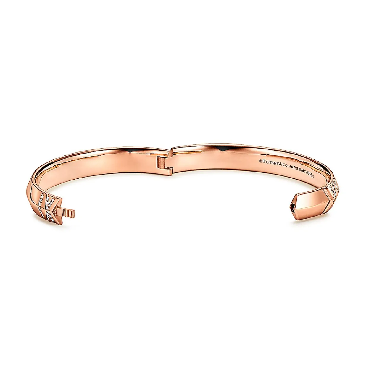 Tiffany & Co. Atlas® X Closed Wide Hinged Bangle in Rose Gold with Diamonds | ^ Bracelets|Men's Jewelry