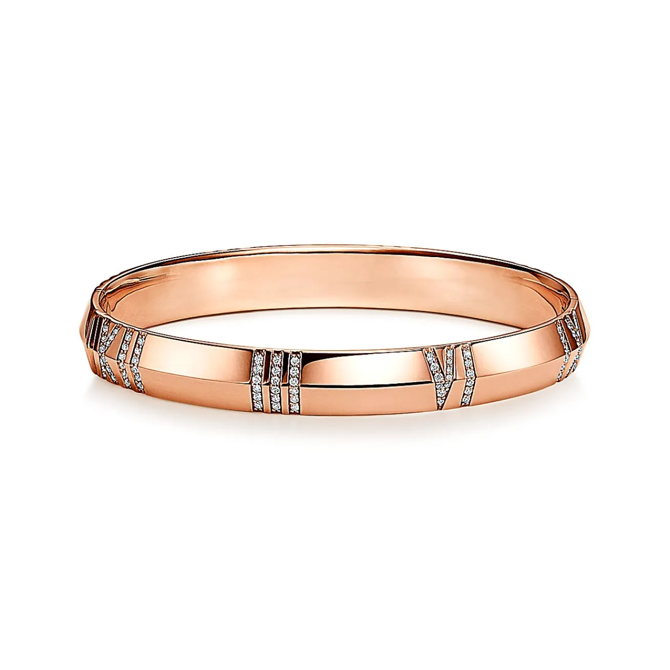 Tiffany & Co. Atlas® X Closed Wide Hinged Bangle in Rose Gold with Diamonds | ^ Bracelets|Men's Jewelry