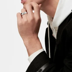 Tiffany & Co. Atlas® X Closed Wide Ring in White Gold with Diamonds, 7.5 mm Wide | ^ Rings|Men's Jewelry