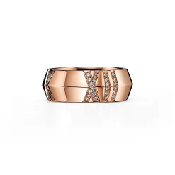 Tiffany & Co. Atlas® X Closed Wide Ring in Rose Gold with Diamonds, 7.5 mm Wide | ^ Rings|Men's Jewelry
