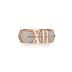 Tiffany & Co. Atlas® X Closed Wide Ring in Rose Gold with Pavé Diamonds, 7.5 mm Wide | ^ Rings|Rose Gold Jewelry