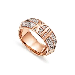 Tiffany & Co. Atlas® X Closed Wide Ring in Rose Gold with Pavé Diamonds, 7.5 mm Wide | ^ Rings|Rose Gold Jewelry