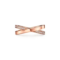Tiffany & Co. Atlas® X Narrow Ring in Rose Gold with Diamonds | ^ Rings|Rose Gold Jewelry