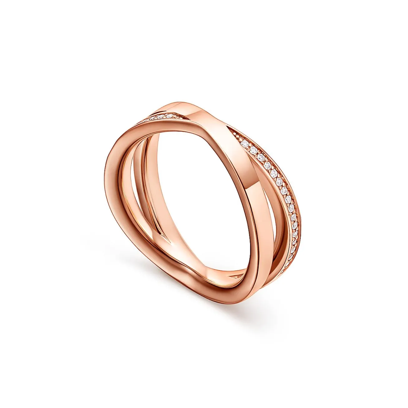Tiffany & Co. Atlas® X Narrow Ring in Rose Gold with Diamonds | ^ Rings|Rose Gold Jewelry