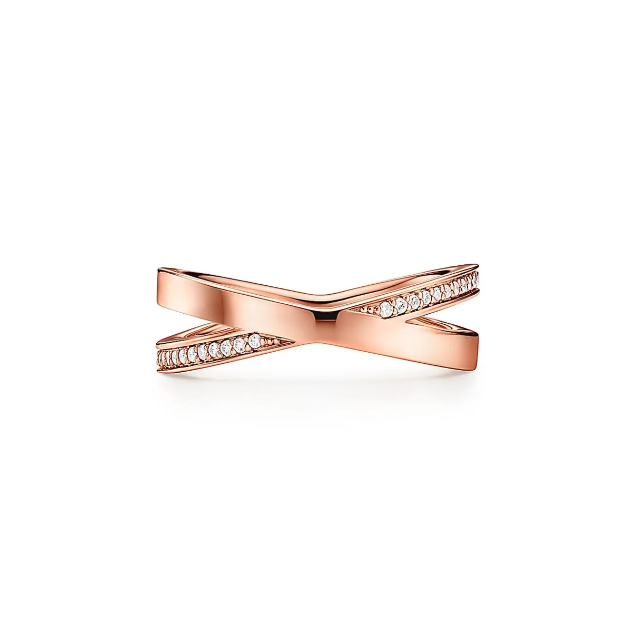 Tiffany & Co. Atlas® X Narrow Ring in Rose Gold with Diamonds | ^ Rings|Rose Gold Jewelry