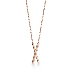 Tiffany & Co. Atlas® X Pendant in Rose Gold with Diamonds, Large | ^ Necklaces & Pendants|Men's Jewelry