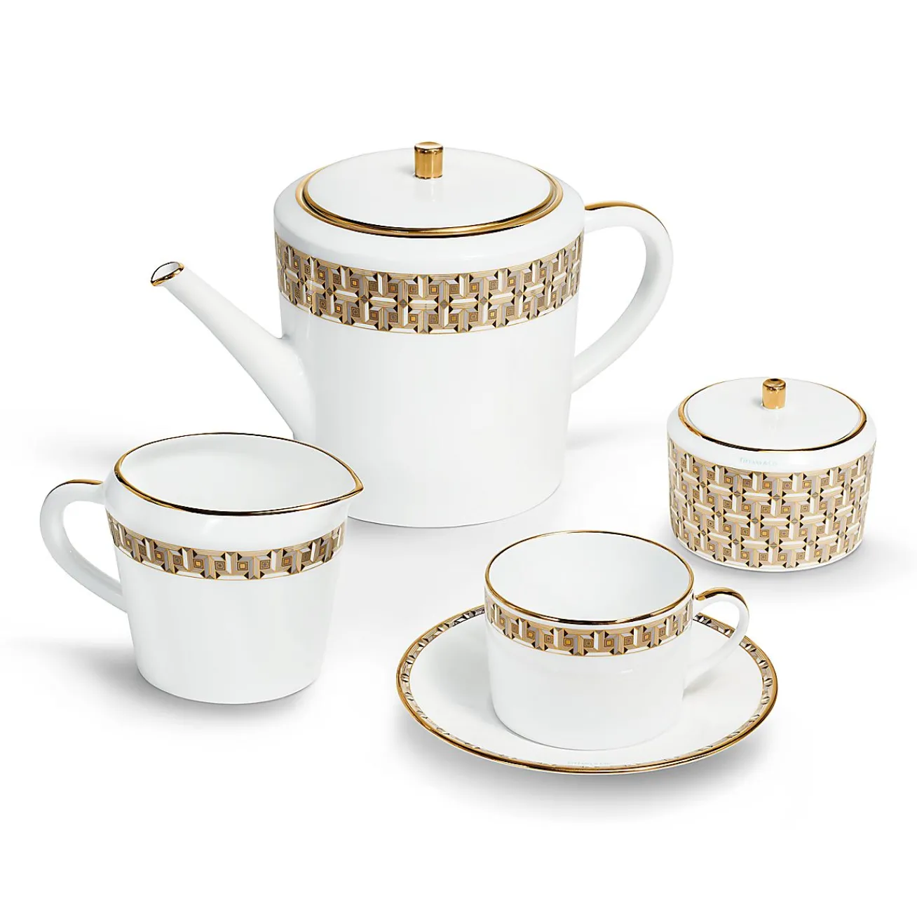 Tiffany & Co. Black Tiffany T True Creamer with a Hand-painted Gold Rim | ^ Tableware|Coffee & Tea