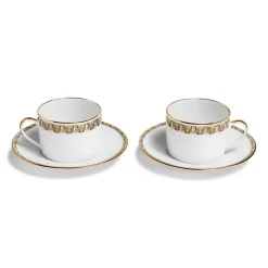 Tiffany & Co. Black Tiffany T True Cup and Saucer Set of Two, with Gold Rims | ^ Business Gifts|Tableware