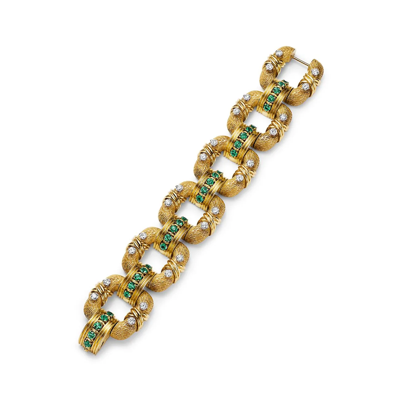 Tiffany & Co. Bracelet in Yellow Gold and Platinum with Emeralds and Diamonds | ^ Bracelets|Gold Jewelry
