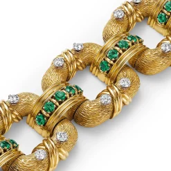 Tiffany & Co. Bracelet in Yellow Gold and Platinum with Emeralds and Diamonds | ^ Bracelets|Gold Jewelry
