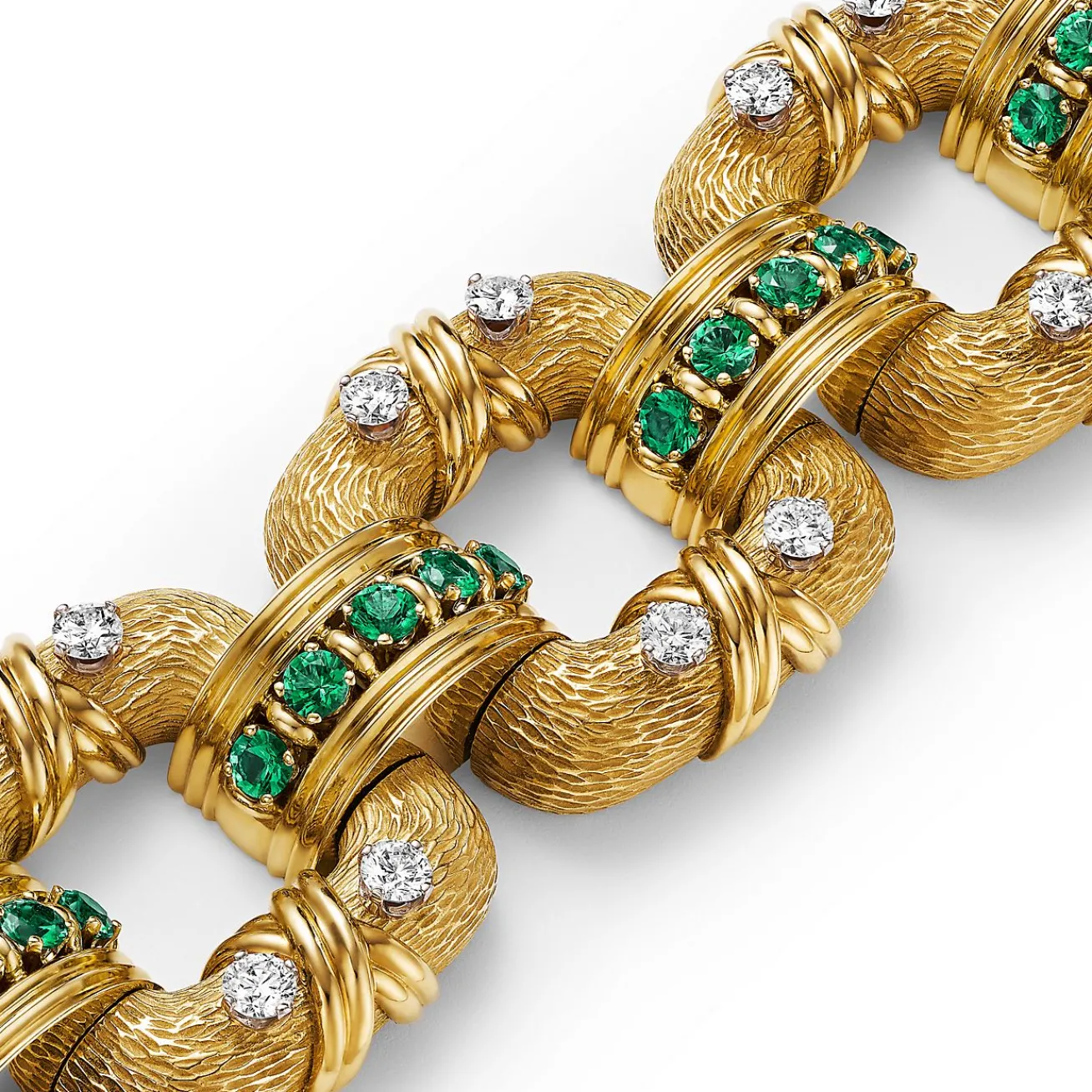 Tiffany & Co. Bracelet in Yellow Gold and Platinum with Emeralds and Diamonds | ^ Bracelets|Gold Jewelry