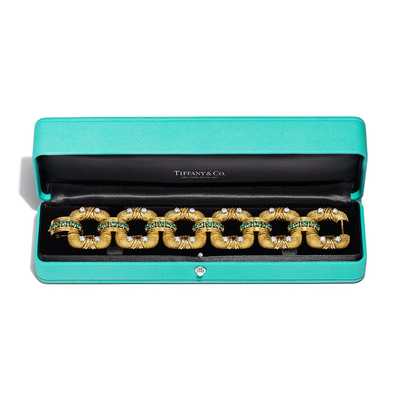 Tiffany & Co. Bracelet in Yellow Gold and Platinum with Emeralds and Diamonds | ^ Bracelets|Gold Jewelry