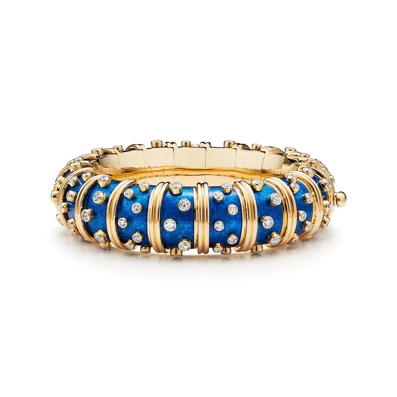 Tiffany & Co. Bracelet in Yellow Gold with Light Blue Enamel and Diamonds | ^ Bracelets|Gold Jewelry