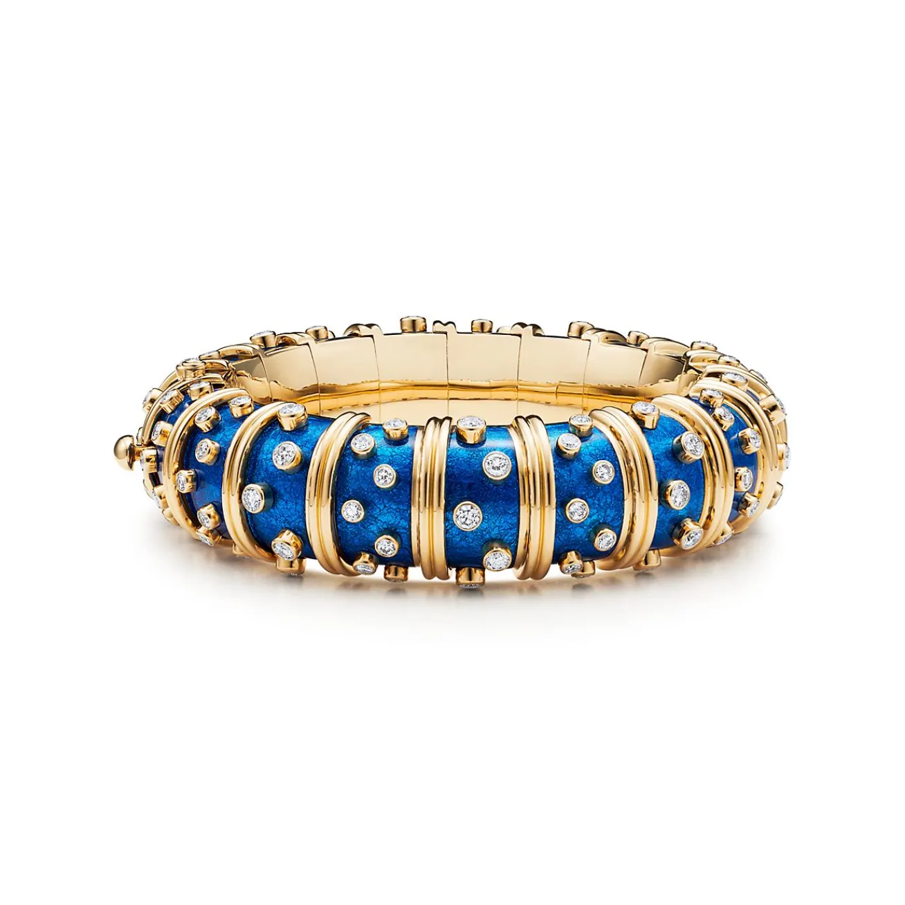 Tiffany & Co. Bracelet in Yellow Gold with Light Blue Enamel and Diamonds | ^ Bracelets|Gold Jewelry