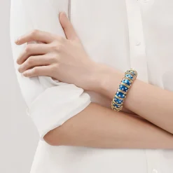 Tiffany & Co. Bracelet in Yellow Gold with Light Blue Enamel and Diamonds | ^ Bracelets|Gold Jewelry