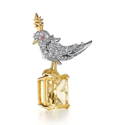 Tiffany & Co. Brooch in Platinum & Gold with a Fancy Intense Yellow Diamond and White Diamonds | ^ Brooches|Gold Jewelry