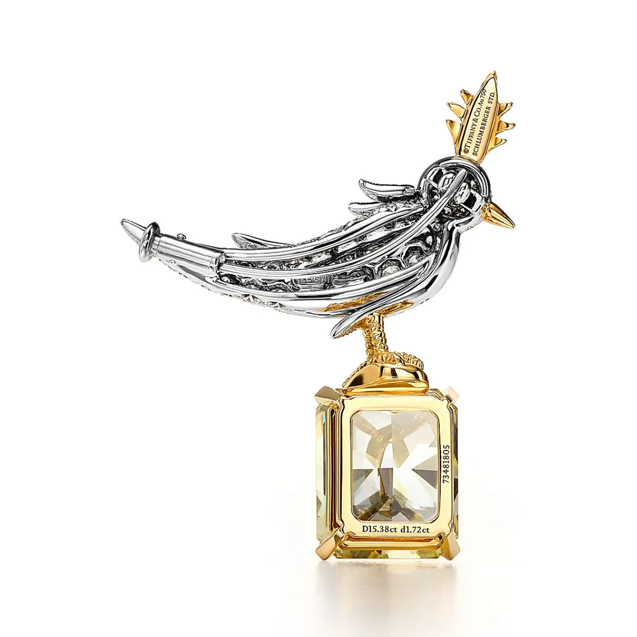 Tiffany & Co. Brooch in Platinum & Gold with a Fancy Intense Yellow Diamond and White Diamonds | ^ Brooches|Gold Jewelry