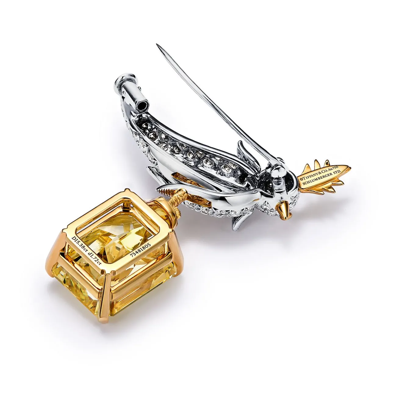 Tiffany & Co. Brooch in Platinum & Gold with a Fancy Intense Yellow Diamond and White Diamonds | ^ Brooches|Gold Jewelry