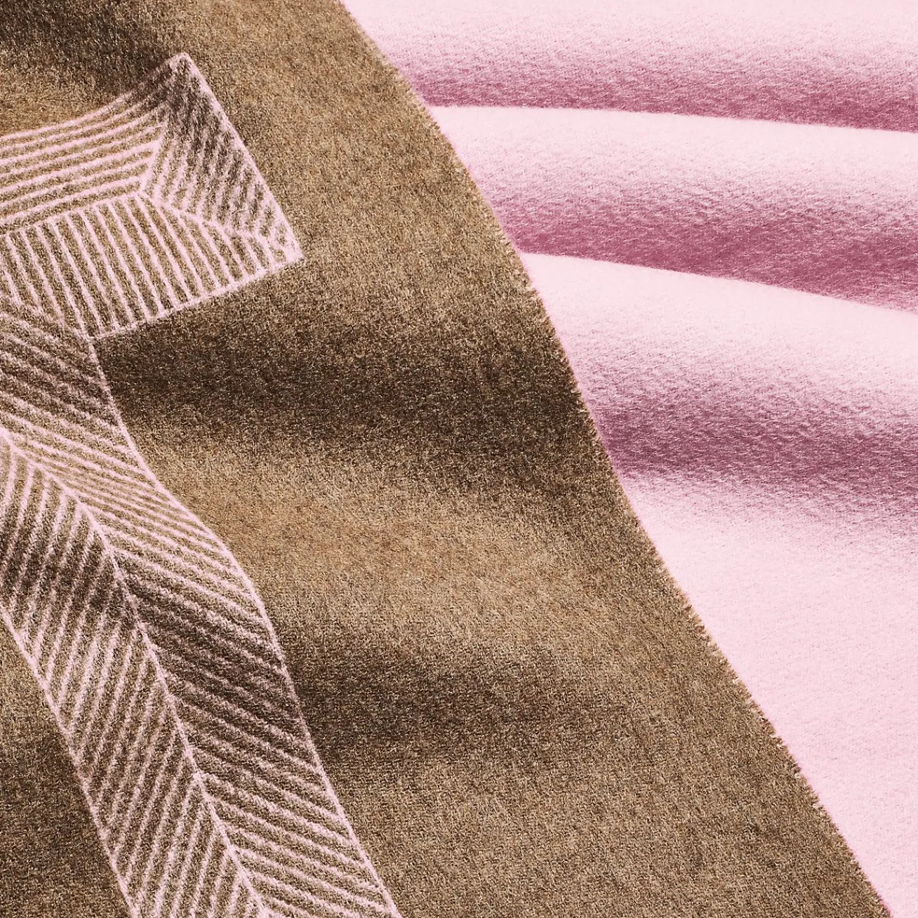 Tiffany & Co. Color Block Blanket in Beige and Morganite Pink Cashmere and Wool | ^ The Couple|Wedding Gifts