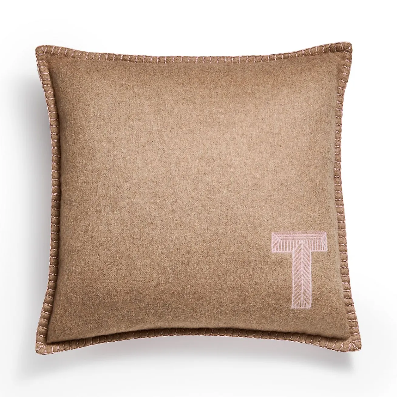 Tiffany & Co. Color Block Cushion in Beige and Morganite Pink Cashmere and Wool | ^ The Home|Housewarming Gifts
