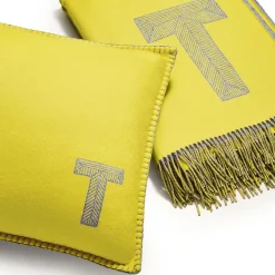 Tiffany & Co. Color Block Cushion in Citrine Yellow and Gray Cashmere and Wool | ^ The Home|Housewarming Gifts