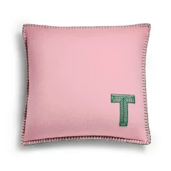 Tiffany & Co. Color Block Cushion in Emerald Green and Morganite Pink Cashmere and Wool | ^ The Home|Housewarming Gifts