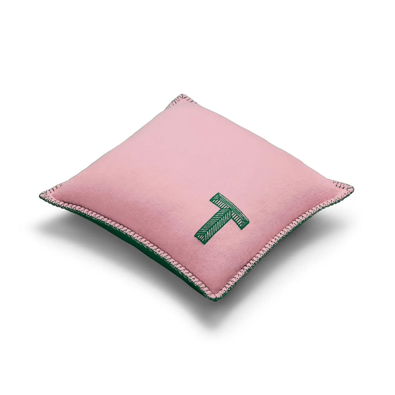 Tiffany & Co. Color Block Cushion in Emerald Green and Morganite Pink Cashmere and Wool | ^ The Home|Housewarming Gifts