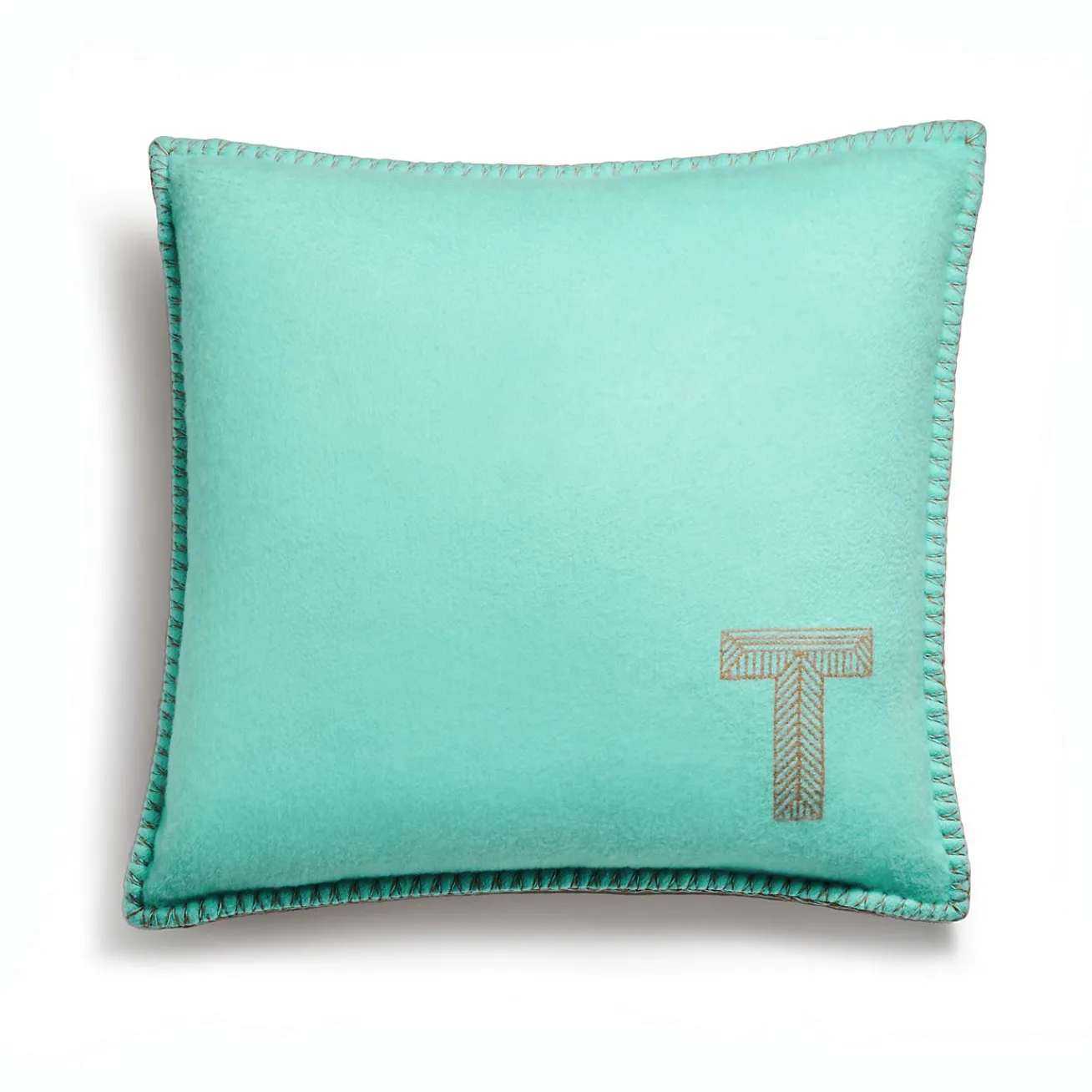 Tiffany & Co. Color Block Cushion in Tiffany Blue® and Camel Brown Cashmere and Wool | ^ The Home|Housewarming Gifts