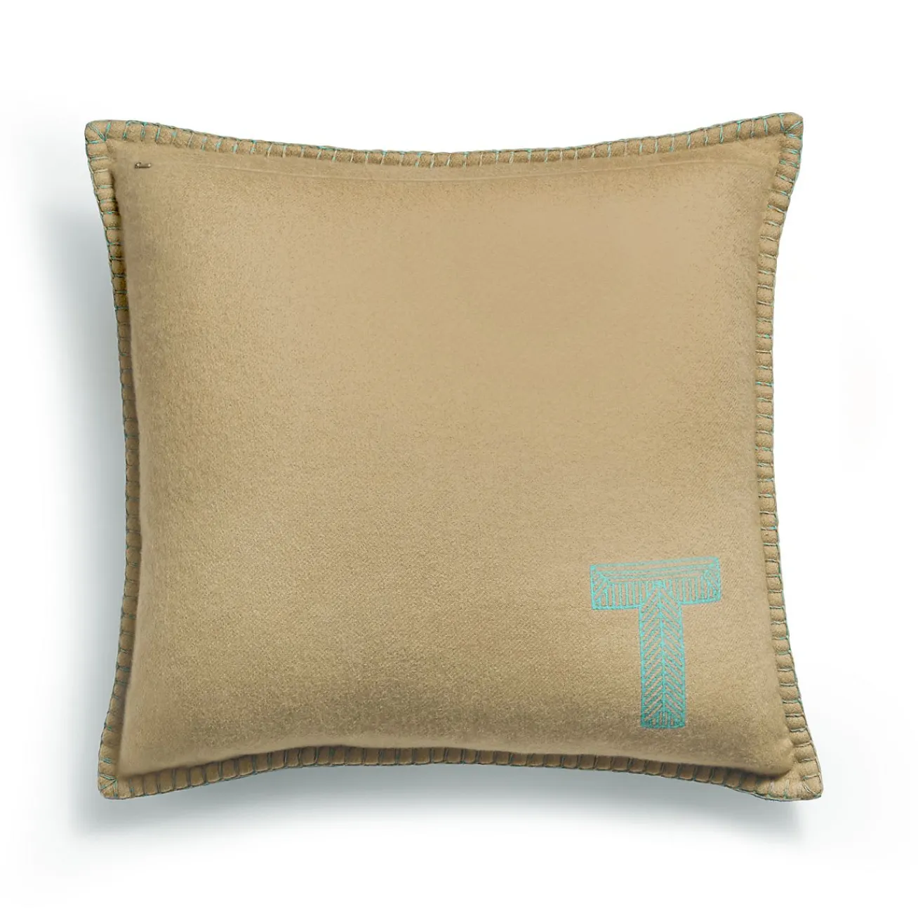 Tiffany & Co. Color Block Cushion in Tiffany Blue® and Camel Brown Cashmere and Wool | ^ The Home|Housewarming Gifts
