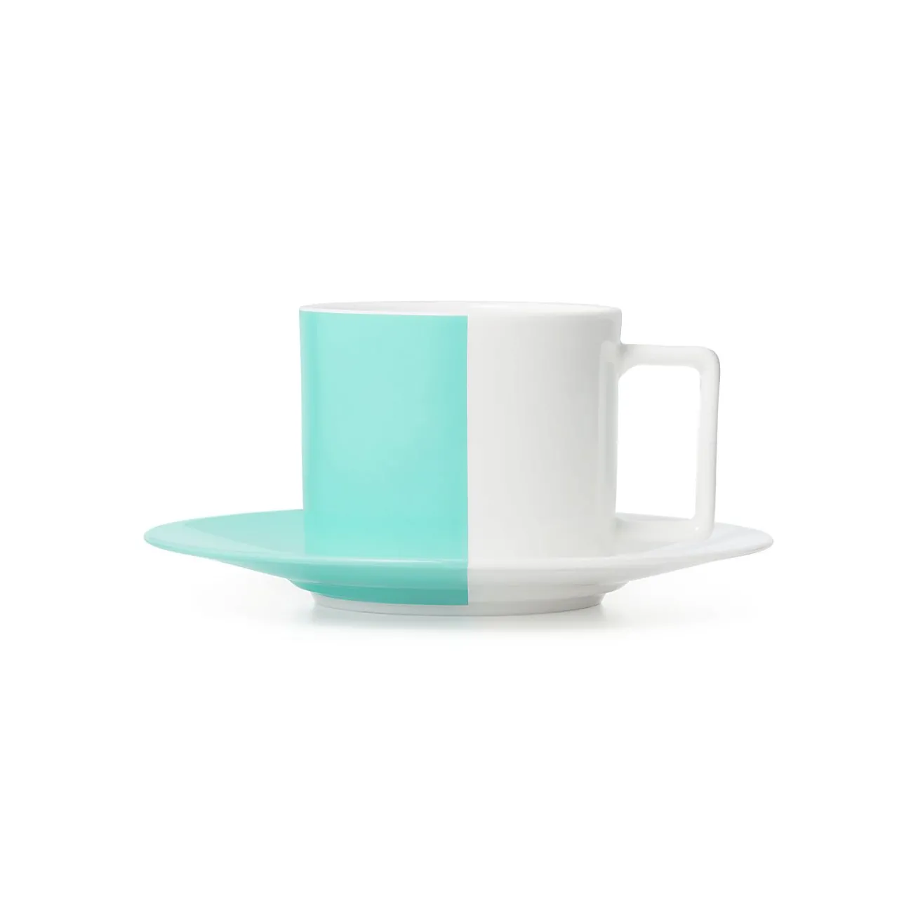 Tiffany & Co. Color Block teacup and saucer in bone china. | ^ The Home|Housewarming Gifts