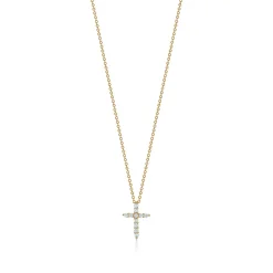 Tiffany & Co. Cross pendant in 18k gold with diamonds, mini. | ^ Necklaces & Pendants|Gold Jewelry