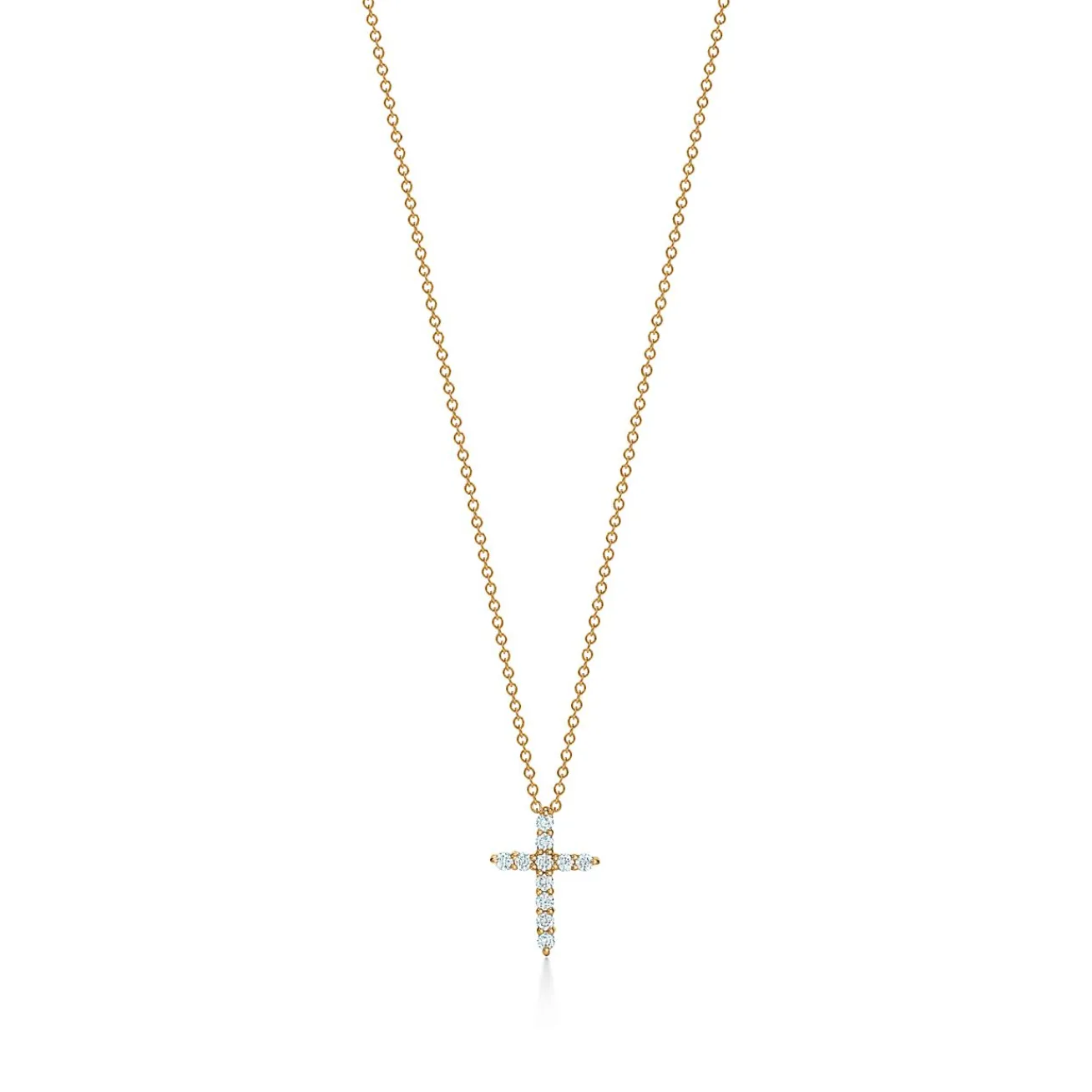 Tiffany & Co. Cross pendant in 18k gold with diamonds, mini. | ^ Necklaces & Pendants|Gold Jewelry