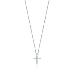 Tiffany & Co. Cross pendant in platinum with diamonds, mini. | ^ Necklaces & Pendants|Platinum Jewelry