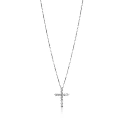 Tiffany & Co. Cross pendant in platinum with diamonds, small. | ^ Necklaces & Pendants|Platinum Jewelry